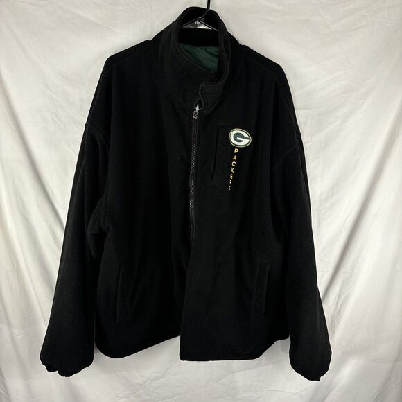 Vintage Pro Player Green Bay Packers Reversible Jacket Green Black Fleece Sz XL - Picture 5 of 9